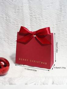 5pcs Christmas Gift Box With Ribbon Bow, Elegant Merry Christmas Party Favor Packaging, Small Treat Box For Holiday Candy, Jewelry, Cookies, Wedding Birthday Party Decoration, Black Box - Christmas Mini Box - View 7