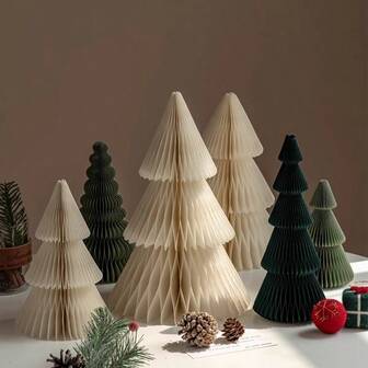 1pc, Honeycomb Paper Christmas Tree Ornaments, Desktop, Fireplace Christmas Decorations, Home Christmas Atmosphere Decorations, Christmas Decorations, Paper Art Christmas Trees, Christmas Party Decorations, New Year Parties, Christmas Holiday Atmosphere Decorations, Christmas Gifts, Birthday Gifts, Home Christmas Atmosphere Decorations