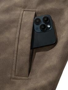 معطف مبطن بالفليس مصبوغ بطريقة التعتيق للرجال، خريف وشتاء