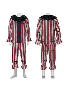 Nightmare Clown Cosplay Costume, Terrifying Evil Clown Character Outfit, Red Anime Cosplay For Halloween, Stage Performance, Party Carnival