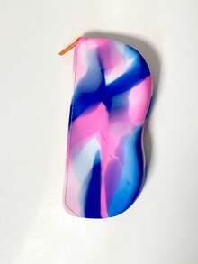 1 Pieza Estuche de gafas de contraste de silicona, gafas de sol, bolsa de gafas, bolsa de gafas de camuflaje, bolsa de almacenamiento de gran capacidad, bolsa de lápiz labial, monedero, bolsa para llaves, bolsa de almacenamiento de cable de datos, bolsa de mamá, bolsa de mano, patrón de color asimétrico, cada uno es diferente, adecuado para el hogar, el trabajo, las salidas, los viajes.