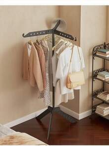 New Rotating Floor Drying Rack With Foldable Design And Multi-Function Clothes Hanger, Wardrobe Display Rack, Rotatable And Foldable Clothes And Hat Rack, Space Saving Organizer For Bedroom And Laundry Room, Easy To Assemble, Sturdy Frame For Spring And Summer Seasonal Wardrobe, Versatile Home Closet Solution For Drying, Display, And Storage - Multicolor - View 11