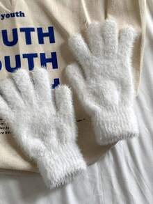 5 pares de guantes de punto de lujo tipo cachemira, guantes de invierno sólidos y suaves para mujer, regalos perfectos de Navidad, guantes de invierno cálidos, guantes esponjosos lindos, regalo de cumpleaños