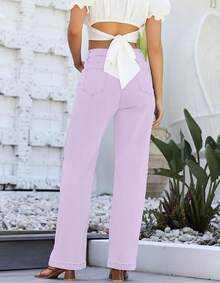 Jeans High Waisted Straight Leg Loose Jeanshalloween - Light Purple - 查看 2