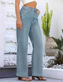 Jeans High Waisted Straight Leg Loose Jeanshalloween - Vintage Blue - View 9