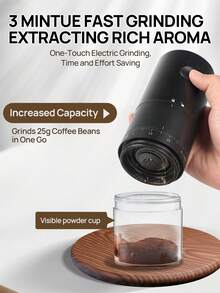 Brutelle 1 قطعة مطحنة قهوة كهربائية قابلة للشحن عبر USB، قابلة للضبط من الخشن إلى الناعم، مناسبة للمنزل والمكتب وزاوية القهوة والمدرسة وغيرها - مكالمة خارجية - مشاهدة 7