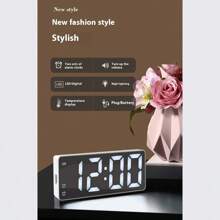 1 pieza Reloj despertador de espejo LED con pantalla digital, función de repetición, luz nocturna, reloj de escritorio electrónico USB para decoración del hogar, muebles, dormitorio, oficina, escritorio, regreso a clases, decoración de , decoración de dormitorio, decoración escolar, sorpresa escolar, útiles escolares