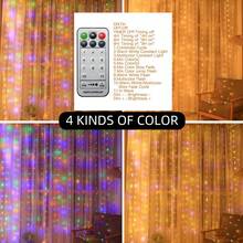 3 Meters X 3 Meters 300 LED Window Curtain String Lights, USB Powered 8 Modes Remote Control Fairy Lights For Wedding Party Home Garden Bedroom Outdoor Indoor Wall Window Decor, Halloween, Christmas, Warm White/White/Multicolor/Pink/Purple/Blue/Warm Multicolor/17 Colors
