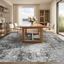 Washable Rug, Foldable Non-Slip Vintage Abstract Rug, Super Soft Area Rug, Living Room And Bedroom Stain Resistant Rug - Modern Abstract Neutral Large Soft Thin Rug - Bedroom, Dining Room, Office, Home Floor Decor, Non-Slip Indoor Carpet - Gray