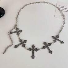 A Hollowed Out Carved Star Pattern Cross Shape Design Sense Splicing Waist Chain Retro Metal Wind Beach Vacation Activities Party Casual Party Temperament Street Shooting Hip-Hop Gothic Daily Versatile Sweet Cool Sexy Light Luxury Fashion Ladies Waist Chain - 一件星星花紋鏤空十字架造型拼接腰鍊 - 查看 6