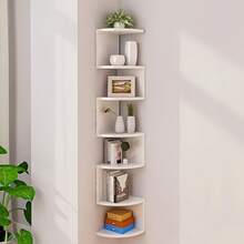 Five-Layer Floating Bookshelf Unit, Wall-Mounted Plastic Storage Rack, Space-Saving Triangular Design, Multi-Functional Wooden Bookshelf, Suitable For Home Office, No Drilling Required, Wall-Mounted Monitor, Practical Storage Rack, Practical Storage Rack, Floating Shelf