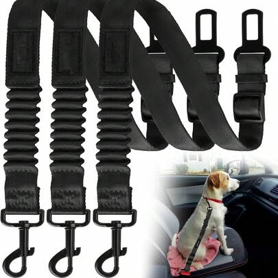 1pc/3pcs Pet Car Safety Leash, Retractable Dog Leash, Multifunctional Pet Safety Strap For Car
