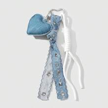 1pc Vintage Chic & Fashionable Multi-Color Faux Pearl Rhinestone Denim Star & Heart Shape DIY Keychain & Bag Accessory Suitable For Women Daily Wear Or Holiday Gift - Multicolor - View 18