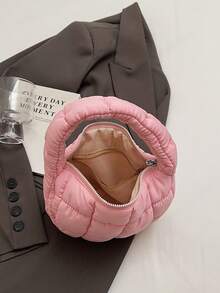 2025 New Casual Fashionable Mini Handbag With Ruched Cloud & Plaid Pattern, Cotton Padded