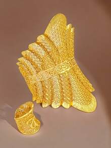 Afrikanische Manschetten-Armreifen mit Ringen als Hochzeitsbankett-Geschenke für Frauen, verstellbare Ringe, vergoldetes Armband, Luxus-Schmuckzubehör