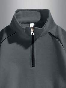 男士休闲纯色套头衫，时尚百搭，秋季 - 深灰色 - 查看 3