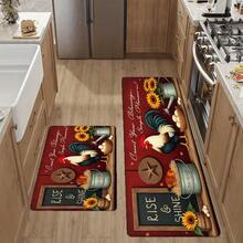 Rooster Kitchen Mat Set - Non-Slip Farmhouse Kitchen Rugs And Mats, Water Absorbent, Durable Comfort Standing Mat, Rustic Country Style Kitchen Decor, Perfect For Kitchen, Laundry Room, Entryway - Multicolor - View 2