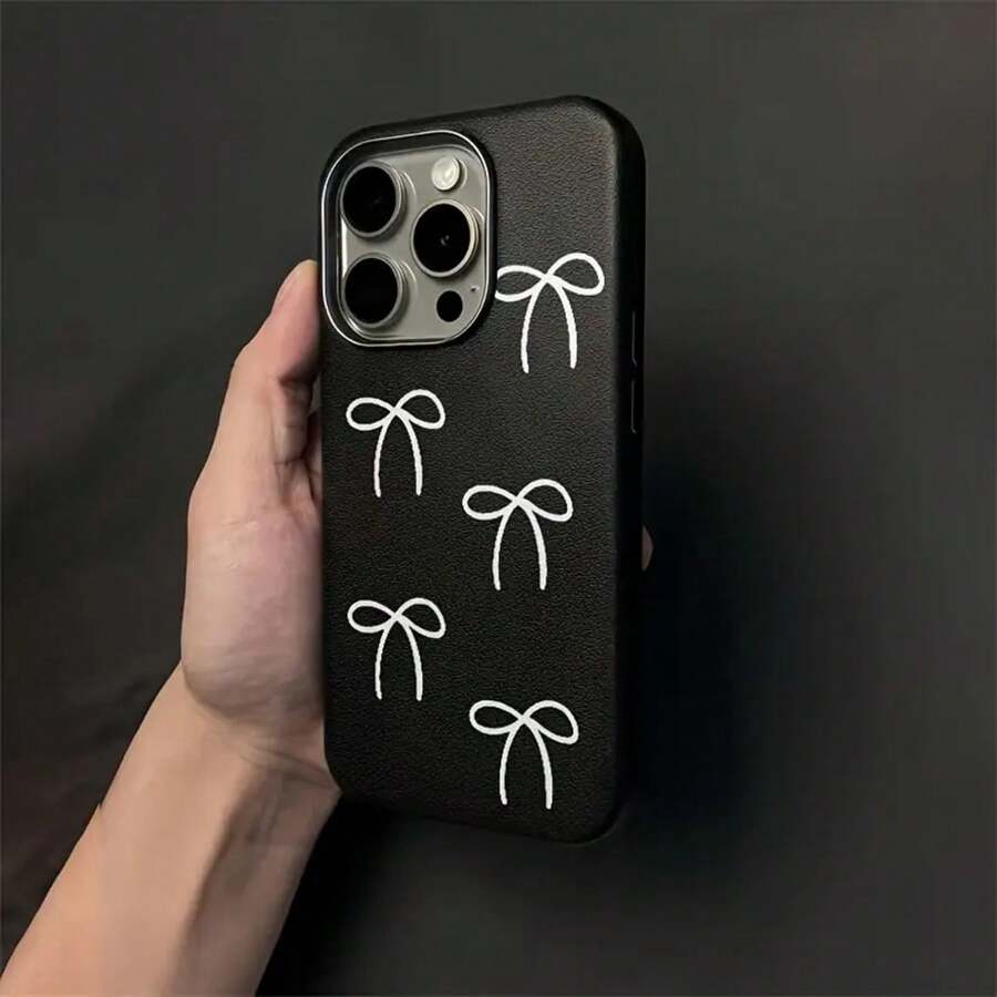 Funda básica con lazo, compatible con phone X, XS, XS Max, 11, 12, 13, 14, 15, 16 y más. Resistente a golpes, con textura de cuero y marco de lente robusto. - Negro - Ver 1