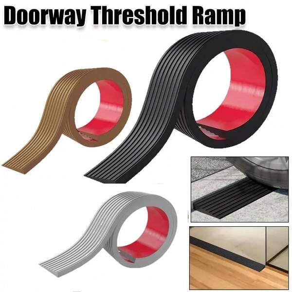 1 pièce Rampe de porte pour aspirateur robot de 0,9 m x 5 cm, bande de transition de sol en caoutchouc auto-adhésive, durable, antidérapante et surface douce, seuil de maison adapté, convient aux robots aspirateurs, aux chariots de courses, aux fauteuils roulants - adapté aux seuils intérieurs