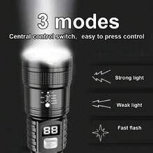 大功率远射程 LED 手电筒战术灯 LCD 电量显示 USB 可充电灯伸缩变焦手电筒露营灯 - 如圖所示 - 查看 9