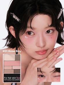 JUDYDOLL Sách trang điểm tự làm - Bảng phấn mắt, phấn má hồng, phấn tạo khối, kem che khuyết điểm, hộp phấn đa năng cho lớp trang điểm tự nhiên hàng ngày, có thể tùy chỉnh - 01 Rose Bay - Xem 3