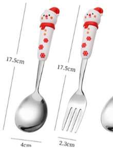 圣诞驯鹿甜点勺套装、圣诞树勺叉套装、圣诞老人餐具礼盒 - 彩色 - 查看 9