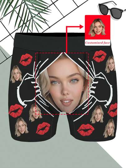 [DIY] Customized Underwear, Men's Underwear, Portrait Photo Customized Underwear, Christmas Gift, Novelty Underwear - Big Head Photo, Face Replacement, Comfortable Fabric, Gift For Friends/Partner/Lover, Party/Birthday/Christmas Gift