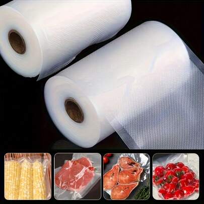 1卷真空封口机卷，5米长，抗撕裂，用于食品储存和低温烹饪，家庭厨房必备
