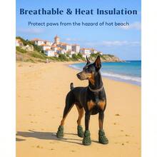 Dog Shoes For Hot Pavement Breathable Dog Boots Paw Protectors With Adjustable Straps And NonSlip Sole Easy On And Off Waterproof EasyCleaning Silicone Outdoor Dog Booties For Beach And Snow - 橄欖綠 - 查看 2