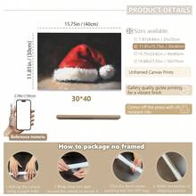 1pc, Canvas Wall Art, Christmas Frame Wall Decoration, Vintage Classic Santa Hat Art, Rustic Christmas Decor, Winter Retro Poster, Santa Claus Oil Painting, Winter Decor Poster, Minimalist Wall Decor, Modern Art, Contemporary Home Decor