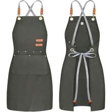 Chef Apron Bib Tool Apron For Man Woman Cross Back Straps With 4 Pockets For Kitchen Cooking Gardening Baking Working