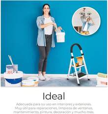 Escalera de Tijera de 2 Peldaños, Escalera Tubular, Escalera Plegable Hecha de Acero Inoxidable, Escalones y Patas Antideslizantes, Altura Maxima 88cm Color Blanco/Negro (2 Peldaños) - 2 Peldaños - Ver 3