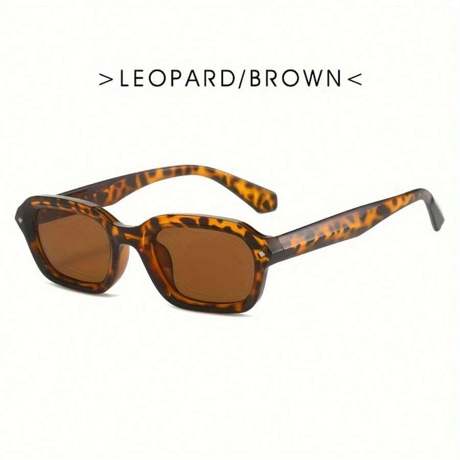 1 Stylish Retro Hip Hop Men's Fashion Glasses - Fashion Streetwear Accessories - Gọng kính họa tiết da báo + tròng kính màu nâu - Xem 1