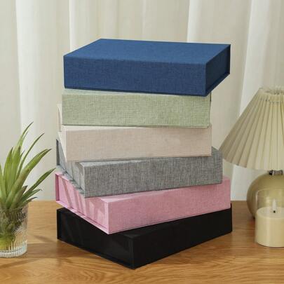 1pc 4X6 Photo Box, Linen Fabric Photo Album Storage Box, Large Capacity, Minimalist Design, Suitable For Christmas, Valentine's Day, Spring Festival, Personal Gift To Store Precious Memories