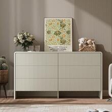 BVFUKA Beige Curved 6 Drawer Dresser Push To Open Modern Curved Storage For Bedroom Living Room Closet - Màu be - Xem 2