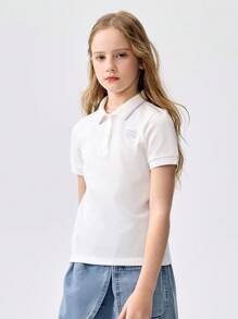 Balabala 儿童短袖女童T恤夏季中大童女童Polo衫休闲上衣清凉抗菌