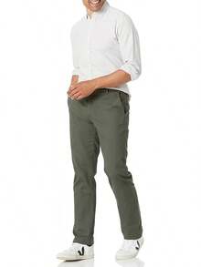 Men's Straight-Fit Wrinkle-Resistant Flat-Front Chino Pant - Style - Dark Olive - 查看 4