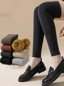 Épais Jambières Doublées de Polaire Montant Jusqu'aux Genoux, Jambières Chaudes, Protège-Genoux, Convient pour l'Automne/l'Hiver