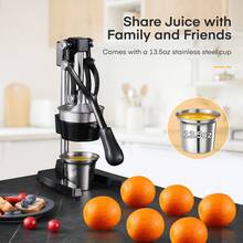 Manual Juicer Orange Juicer Squeezer, Cast Iron Lemon Squeezer, Commercial Citrus Juicer Hand Press For Orange, Lemon, Pomegranate, Grapefruit, Easy To Clean Citrus Squeezer With A Stainless Steel Cup - Black - View 3