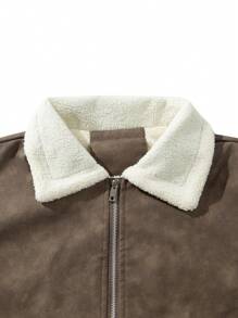 معطف مبطن بالفليس مصبوغ بطريقة التعتيق للرجال، خريف وشتاء