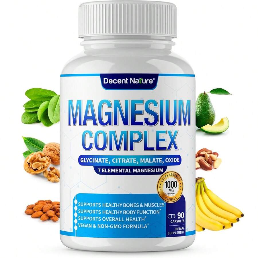 Magnesium Complex 7 Elemental Magnesium Supplement 1000mg – Magnesium Glycinate, Citrate, Malate, Taurate, Oxide, Aspartate, Orotate Non-GMO 90 Capsules - Unflavored - 查看 1