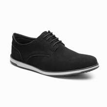 Men's Oxford Derby Shoes, Suede Leather, Lace-Up Elegance, Size 37 To 45 - 黑色絨面革 - 查看 5
