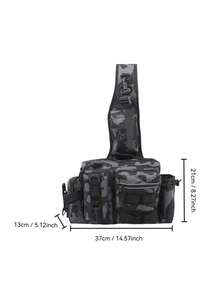 1 件男士多功能户外钓鱼装备包，牛津尼龙鱼竿包，便携式渔具收纳包，带多个挂点和隔层，完美的钓鱼爱好者礼物