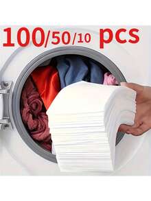 100 buc foi de rufe pentru prinderea culorii - agent anti-transfer de culoare și lavetă absorbantă, pentru utilizare în mașinile de spălat, pentru a preveni pierderea culorii, a îmbunătăți protecția hainelor, accesoriu pentru spălătorie