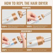 UKLISS Air Style 7-In-1 Upgraded Version 110,000 RPM Hair Dryer Brush Styling Brush (Quick Dry For Wet Hair), Round Brush, Straightening Brush, Curling Brush, Automatic Hair Curling Iron, Hair Dryer Diffuser, Multifunctional Family All-In-One Christmas Gift - 查看 9