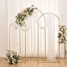 3 Pack Metal Arch Backdrop Stand(7.2FT/6.6FT/6FT), Decorative Balloon Arch Stand, Easy Assembly Gold Wedding Arch, Stable Backdrop Arch Stand For Wedding Ceremony, Birthday Party, Baby Shower - 金色 - 查看 1