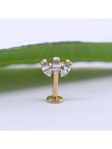 1 pieza Pendientes de aro de acero quirúrgico ASTM F136 con rosca interna y circonita cúbica, para perforaciones de labio, concha y hélice vertical de 16G