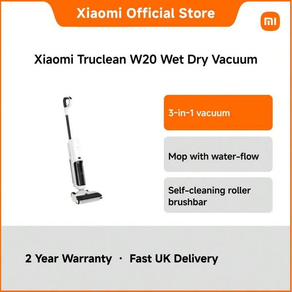 Xiaomi Truclean W20 Wet Dry Vacuum – Cordless 2-In-1 Cleaner With 200W Power, 21.6V Battery, Self-Cleaning Charging Dock, Dual Water Tanks, Ideal For Hard Floors & Daily Home Cleaning