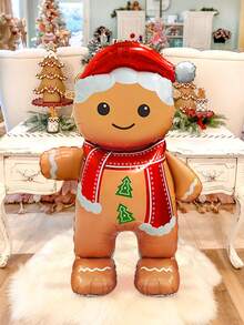1 balão fofo de boneco de gengibre, balão de pé, adequado para decoração de Natal, decoração de festa de ano novo, decoração de festa de Natal, decoração de ano novo de 2026, decoração de festa de inverno, artigos para festas de fim de ano - Multicolorido - Ver 4