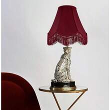 Set Of 2 Burgundy Silk Scalloped Lamp Shade Petal Edge Braid With Burgundy Fringe Trim 6x13x10.6 Spider Victorian Bell Lamp Shades Replacement Shades For Table Floor Lamps Easy Assembly - Màu Đỏ Sâu - Xem 8